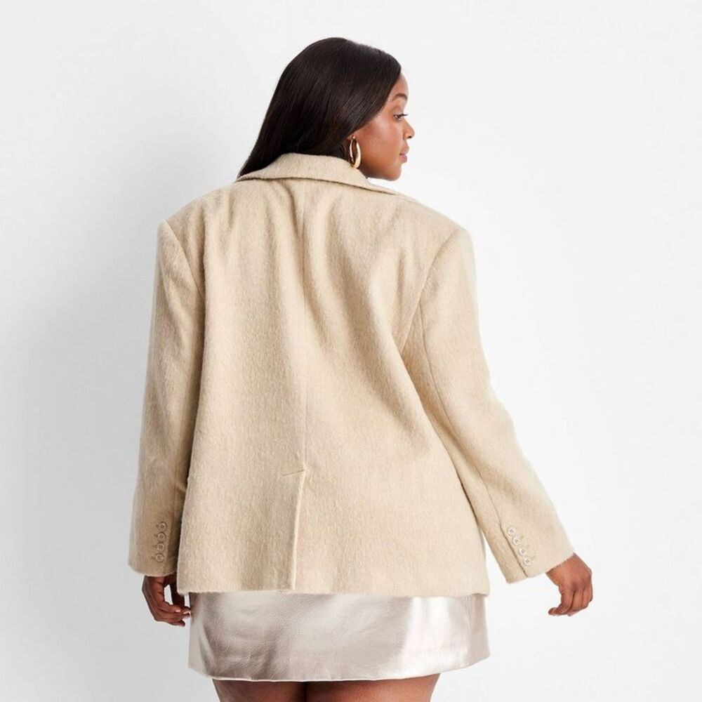 Future Collective - Women's Relaxed Fuzzy Blazer - Future Collective C Cream - Picture 2 of 3
